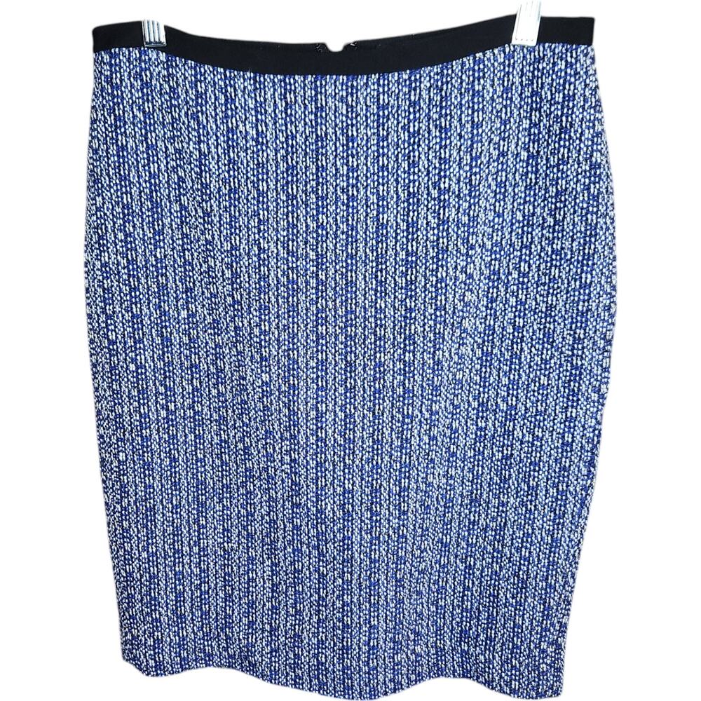 Ann Taylor Women’s Blue and White‎ Tweed Pencil Skirt Size 6 Office Career Chic